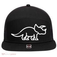 Triceratops Dinosaur Badge 7 Panel Mesh Trucker Snapback Hat thumb 0