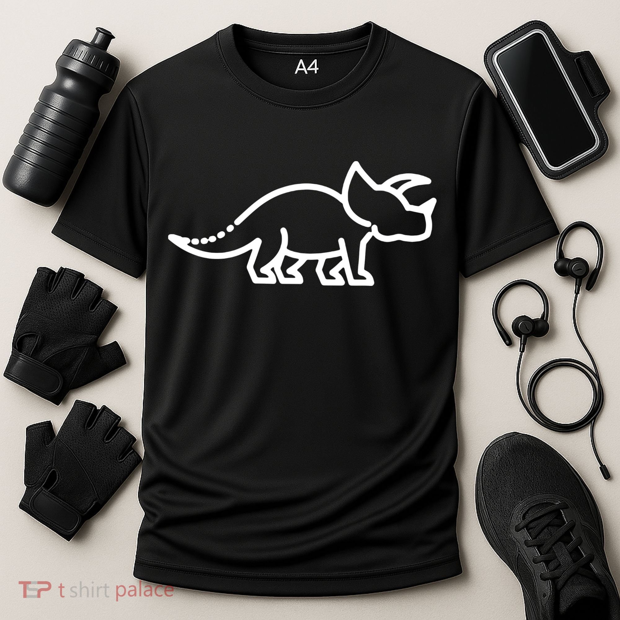 Triceratops Dinosaur Badge Cooling Performance Crew T-Shirt