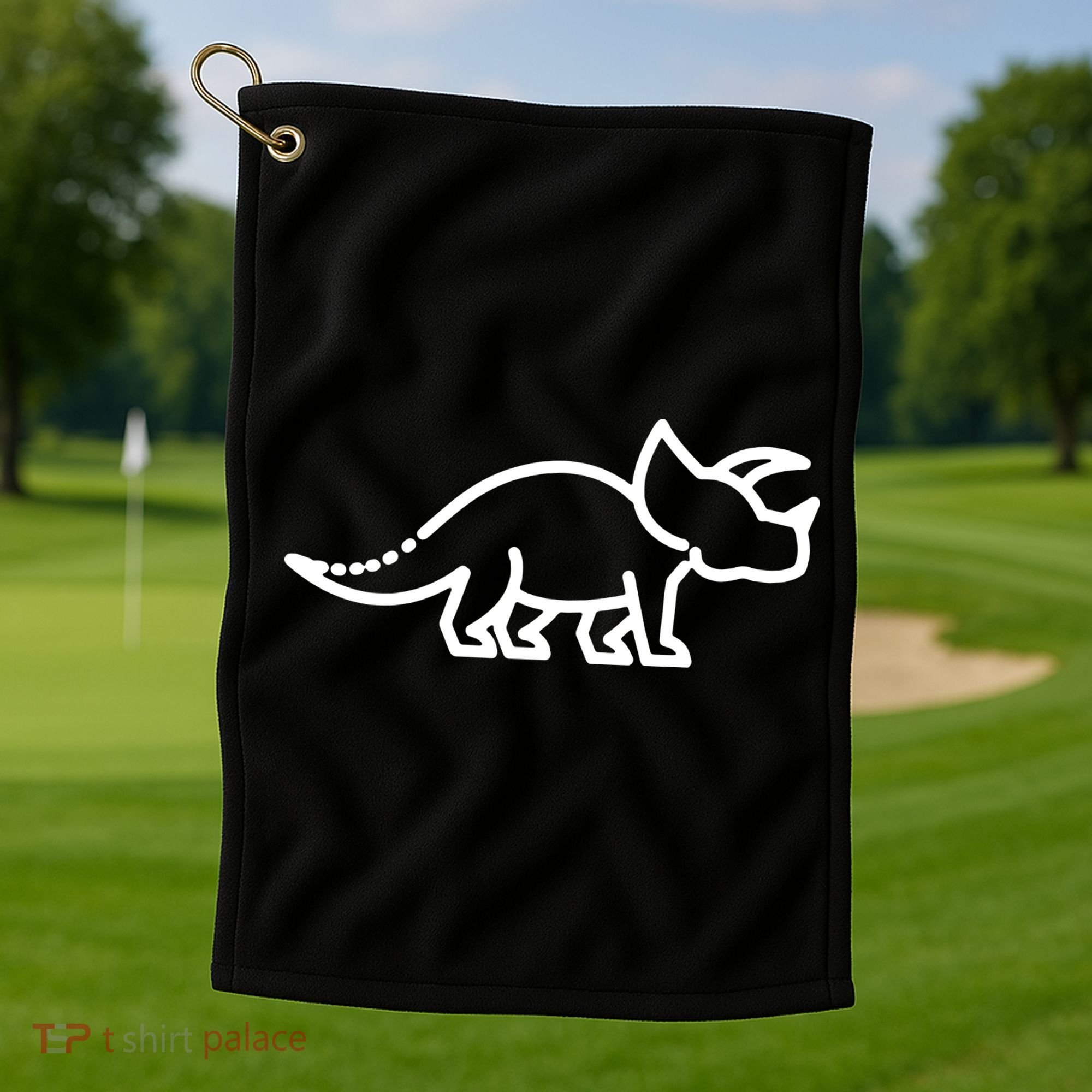 Triceratops Dinosaur Badge Golf Towel