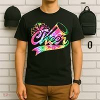 Tie Dye Cheerleading Peace Love Cheer T-Shirt thumb 6