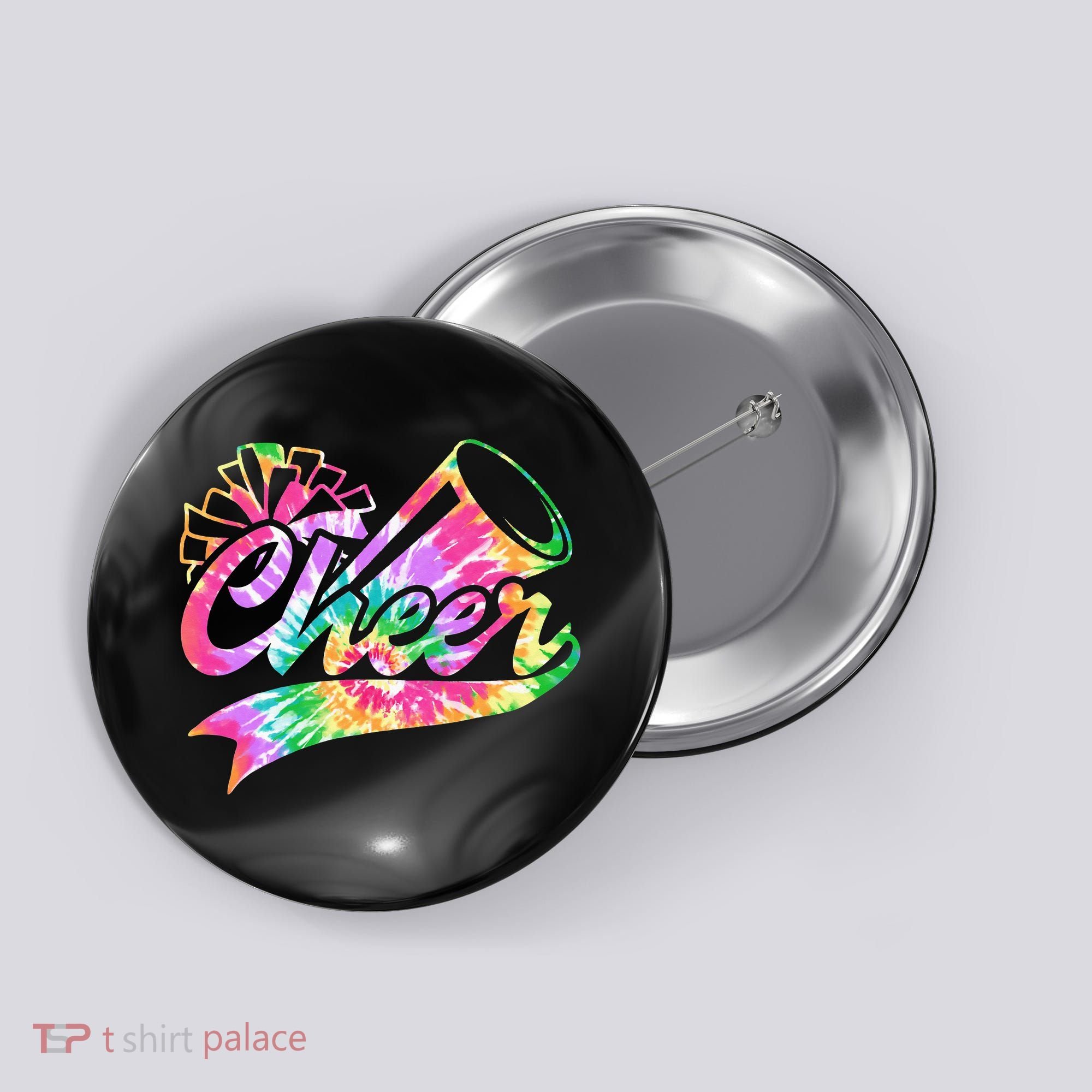 Tie Dye Cheerleading Peace Love Cheer Button