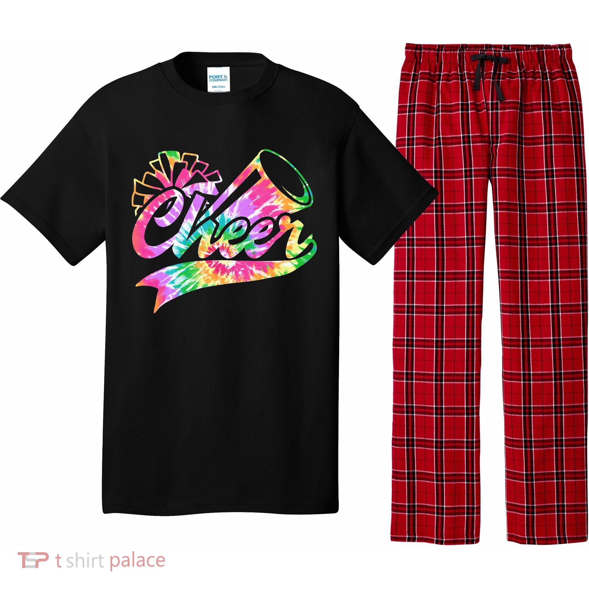 Tie Dye Cheerleading Peace Love Cheer Pajama Set