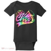 Tie Dye Cheerleading Peace Love Cheer Baby Bodysuit thumb 0