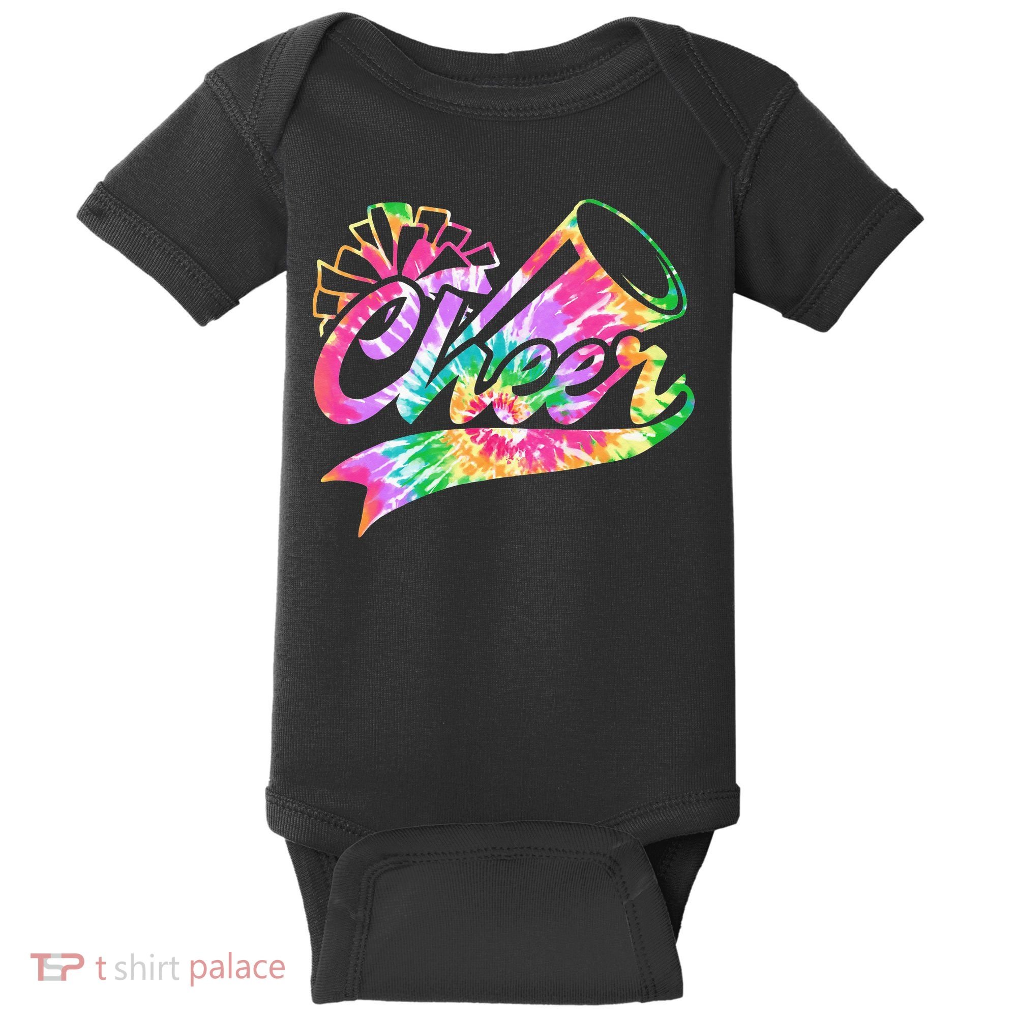Tie Dye Cheerleading Peace Love Cheer Baby Bodysuit