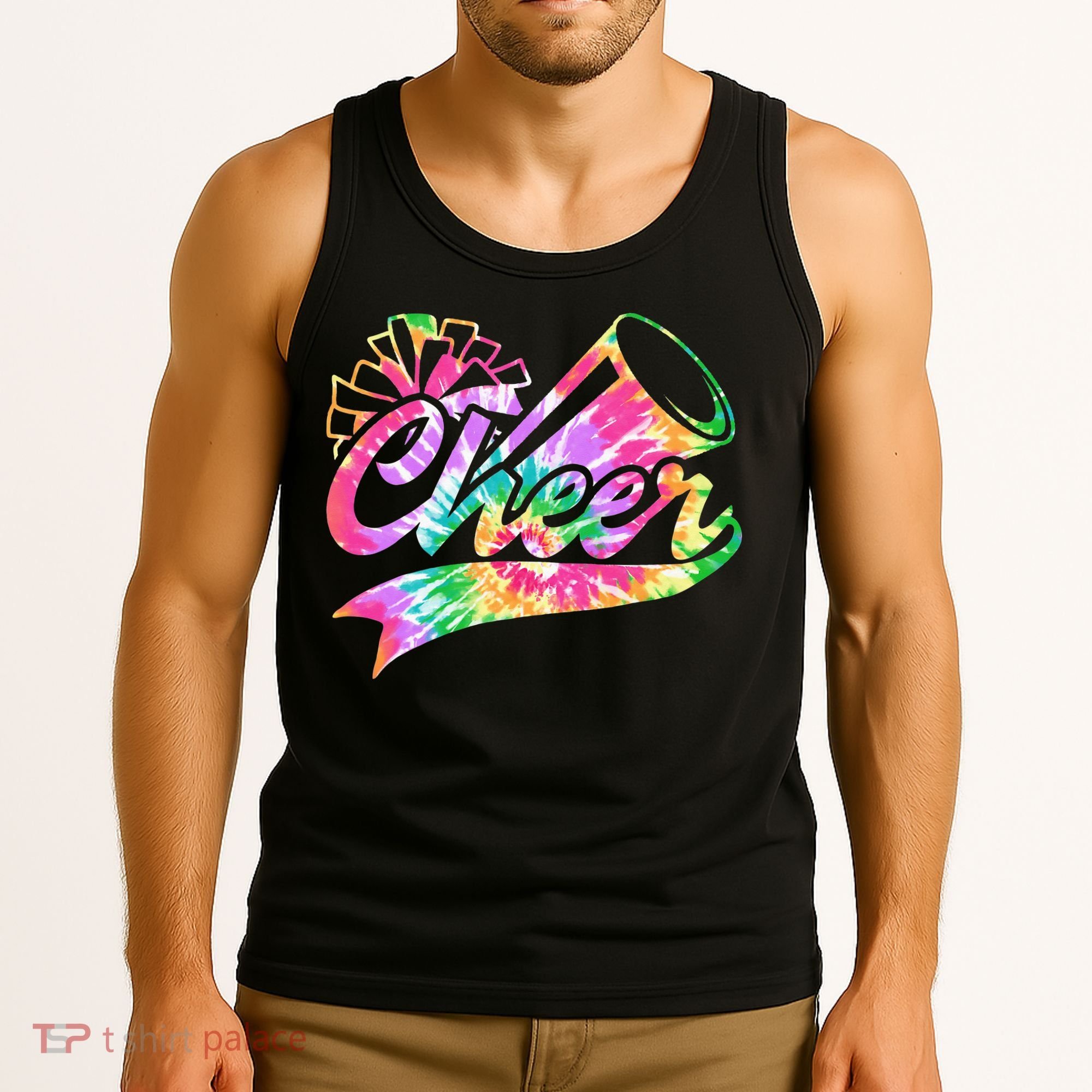 Tie Dye Cheerleading Peace Love Cheer Tank Top
