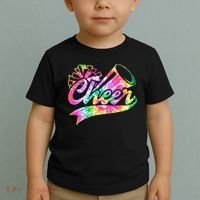 Tie Dye Cheerleading Peace Love Cheer Toddler T-Shirt thumb 2