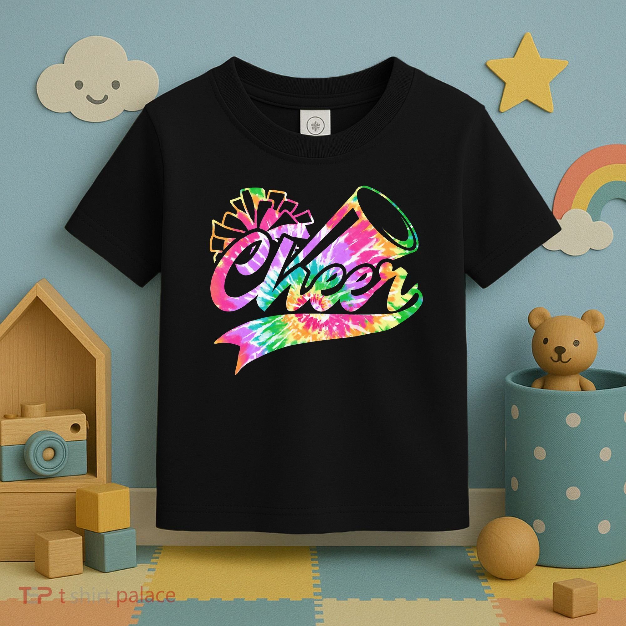 Tie Dye Cheerleading Peace Love Cheer Toddler T-Shirt