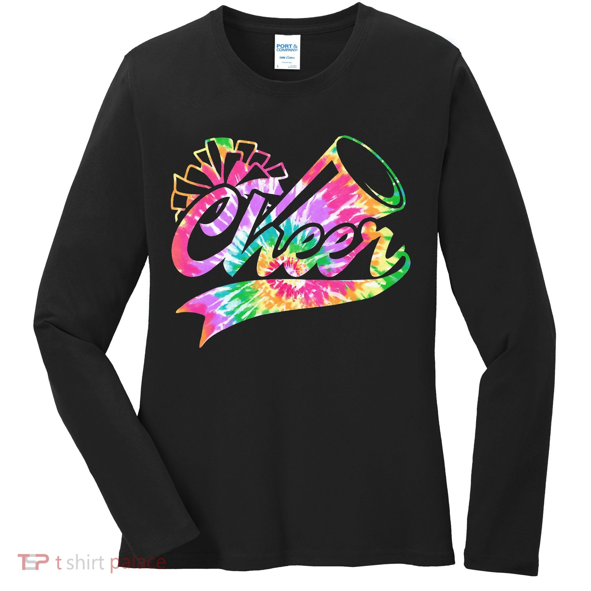 Tie Dye Cheerleading Peace Love Cheer Women's Long Sleeve Shirt