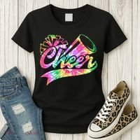 Tie Dye Cheerleading Peace Love Cheer Women's T-Shirt thumb 3