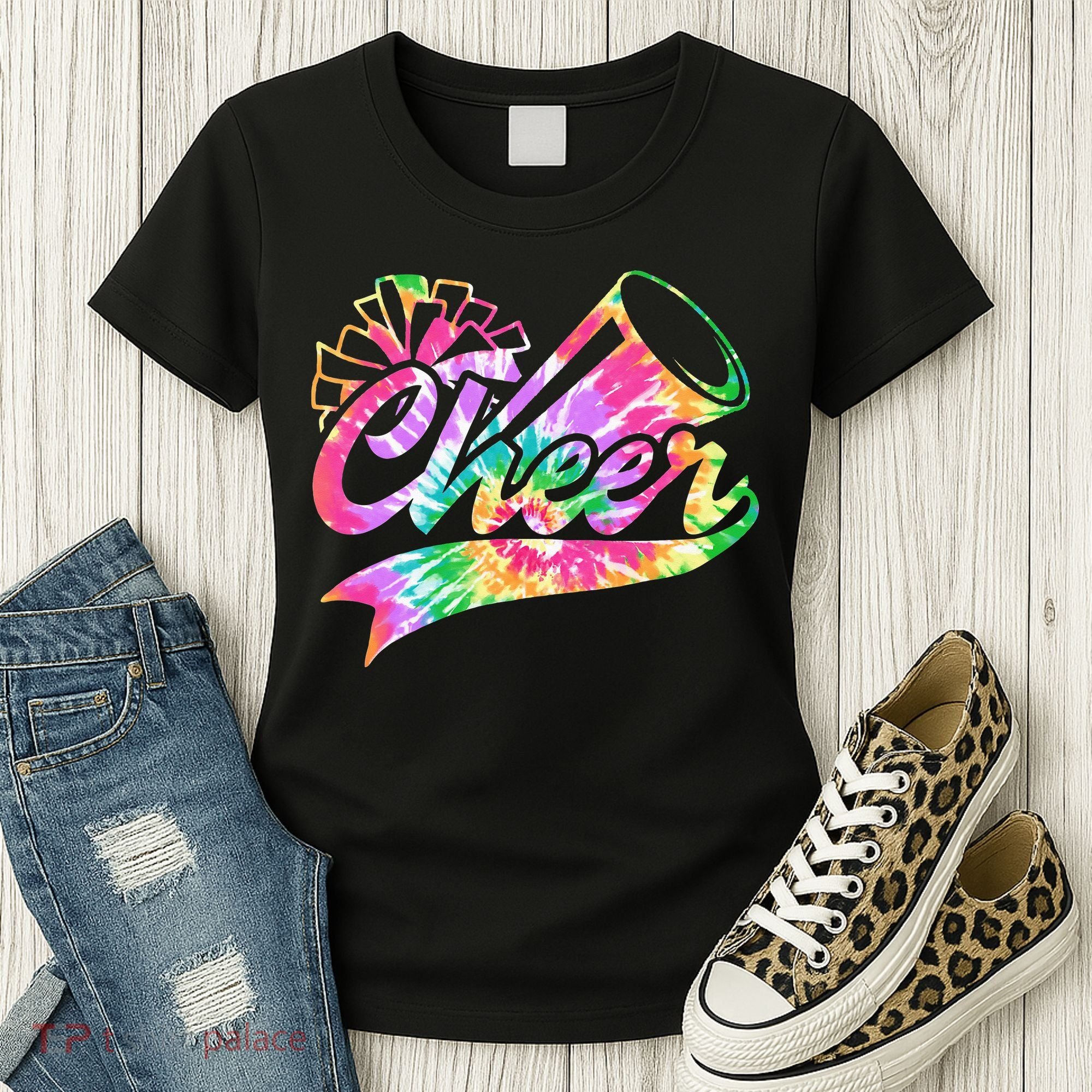 Tie Dye Cheerleading Peace Love Cheer Women's T-Shirt
