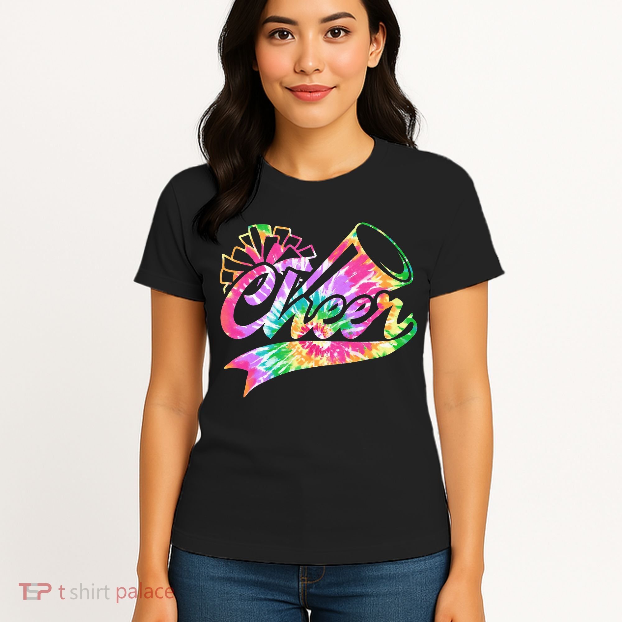Tie Dye Cheerleading Peace Love Cheer Women's T-Shirt