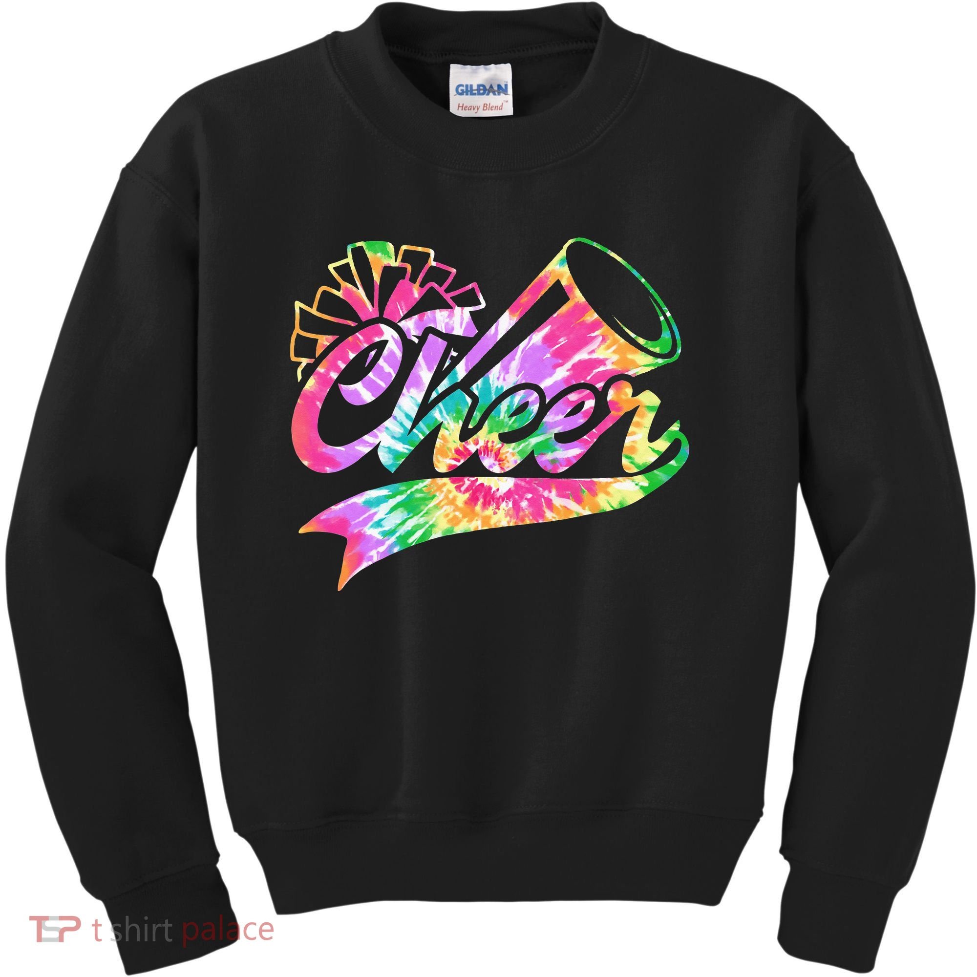 Tie Dye Cheerleading Peace Love Cheer Kids Sweatshirt