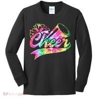 Tie Dye Cheerleading Peace Love Cheer Kids Long Sleeve Shirt thumb 0