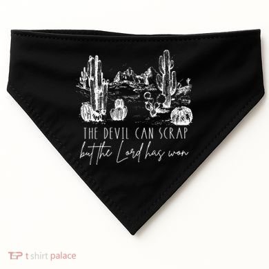 The Devil Can Scrap But The Lord Has Won Country Western USA-Made Doggie Bandana