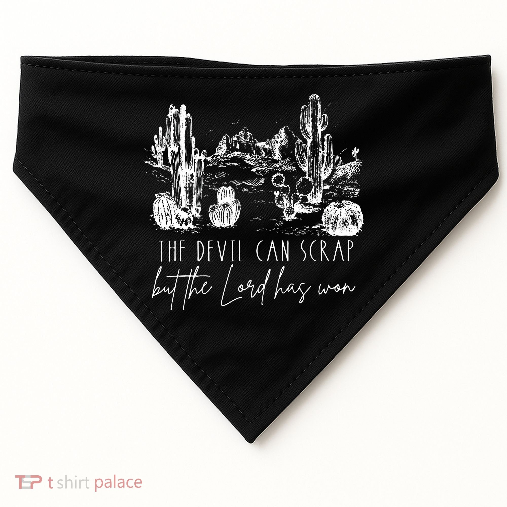The Devil Can Scrap But The Lord Has Won Country Western USA-Made Doggie Bandana