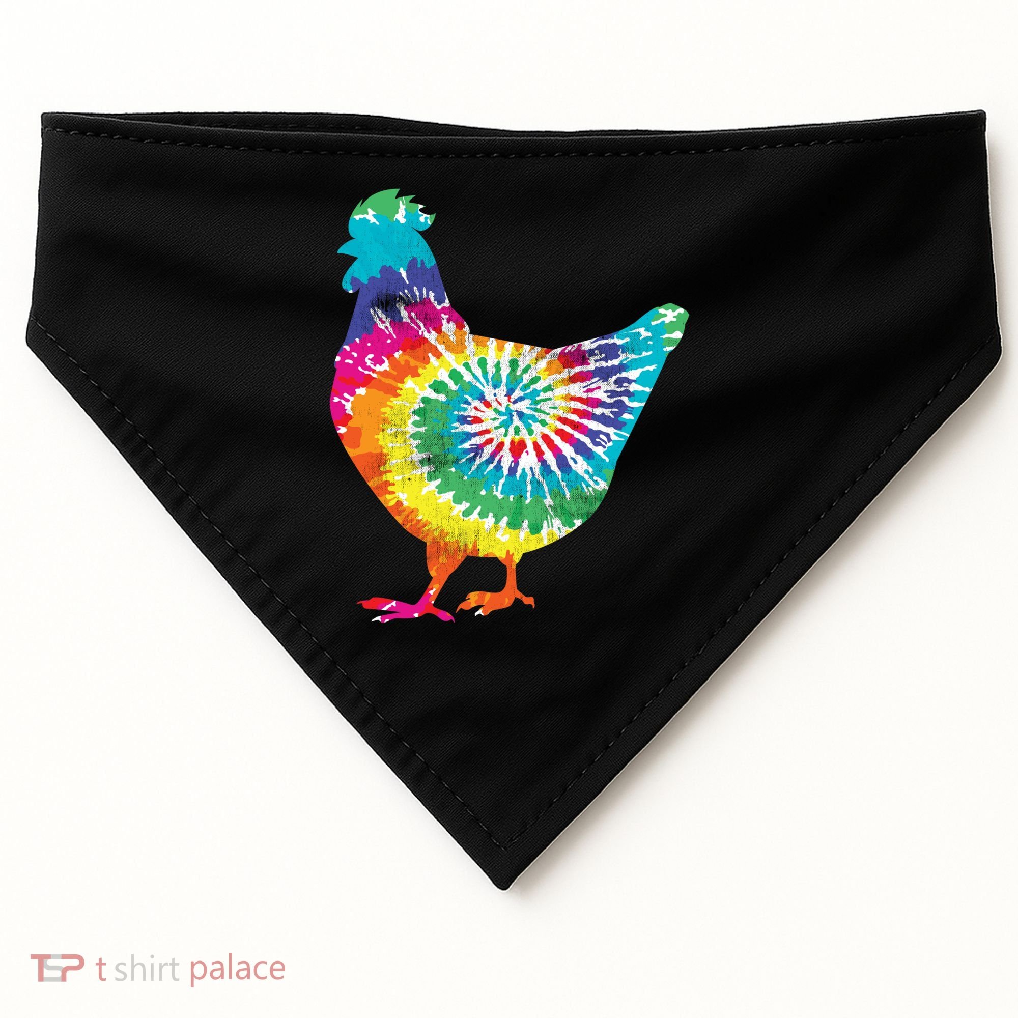 Tie Dye Chicken For Hippy Farmer Hobby Farm Gift USA-Made Doggie Bandana