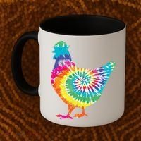 Tie Dye Chicken For Hippy Farmer Hobby Farm Gift Coffee Mug thumb 2