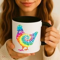 Tie Dye Chicken For Hippy Farmer Hobby Farm Gift Coffee Mug thumb 3