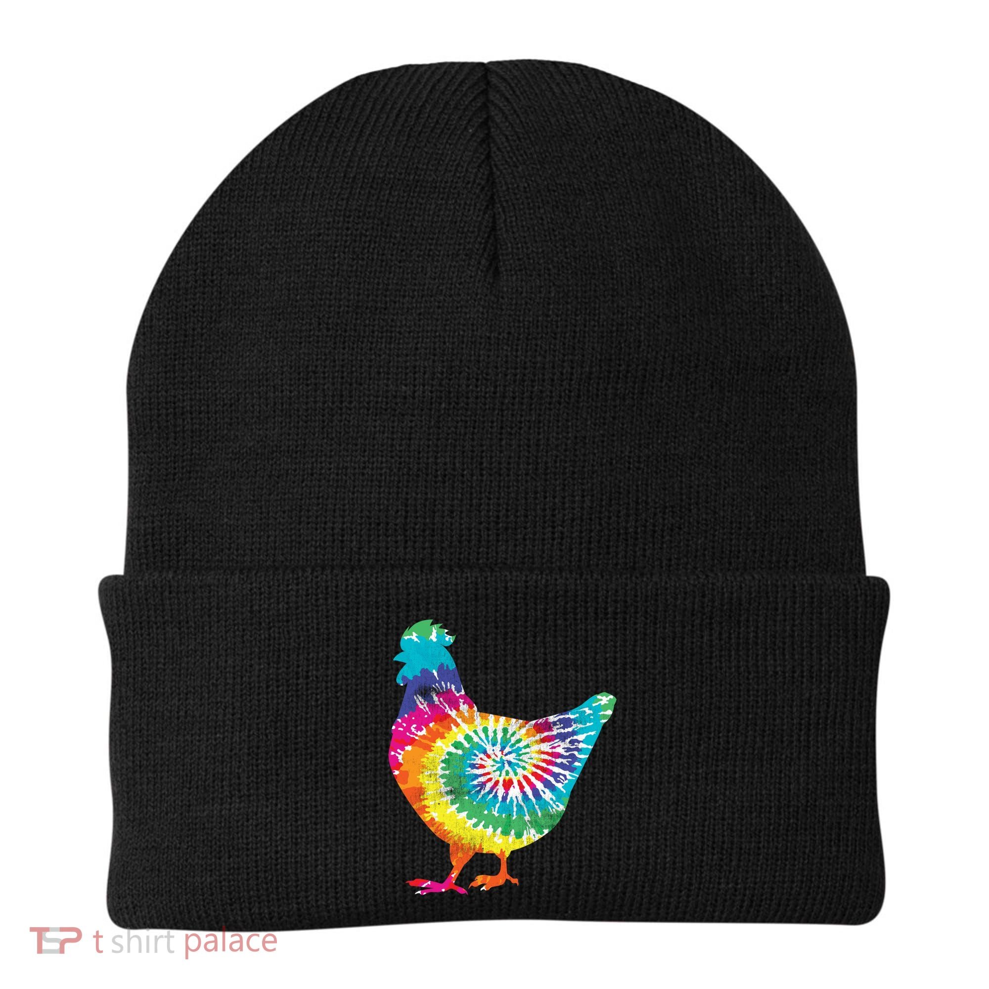 Tie Dye Chicken For Hippy Farmer Hobby Farm Gift Beanie