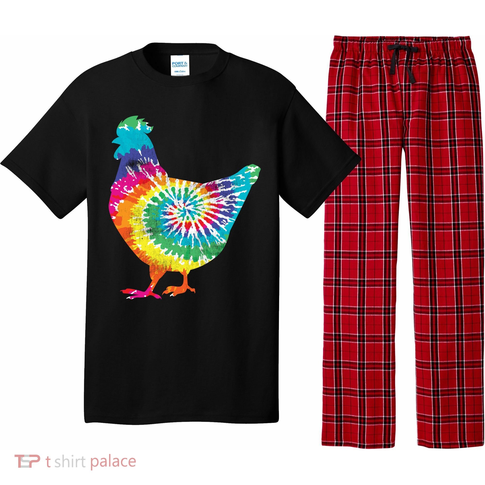 Tie Dye Chicken For Hippy Farmer Hobby Farm Gift Pajama Set