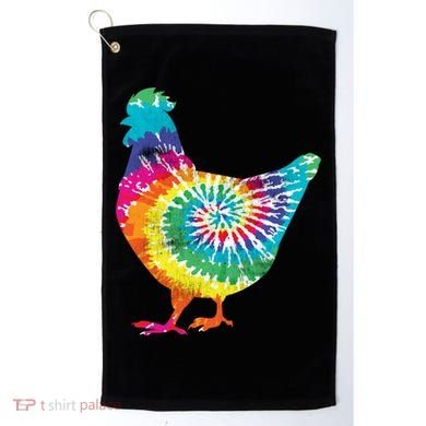 Tie Dye Chicken For Hippy Farmer Hobby Farm Gift Golf Towel