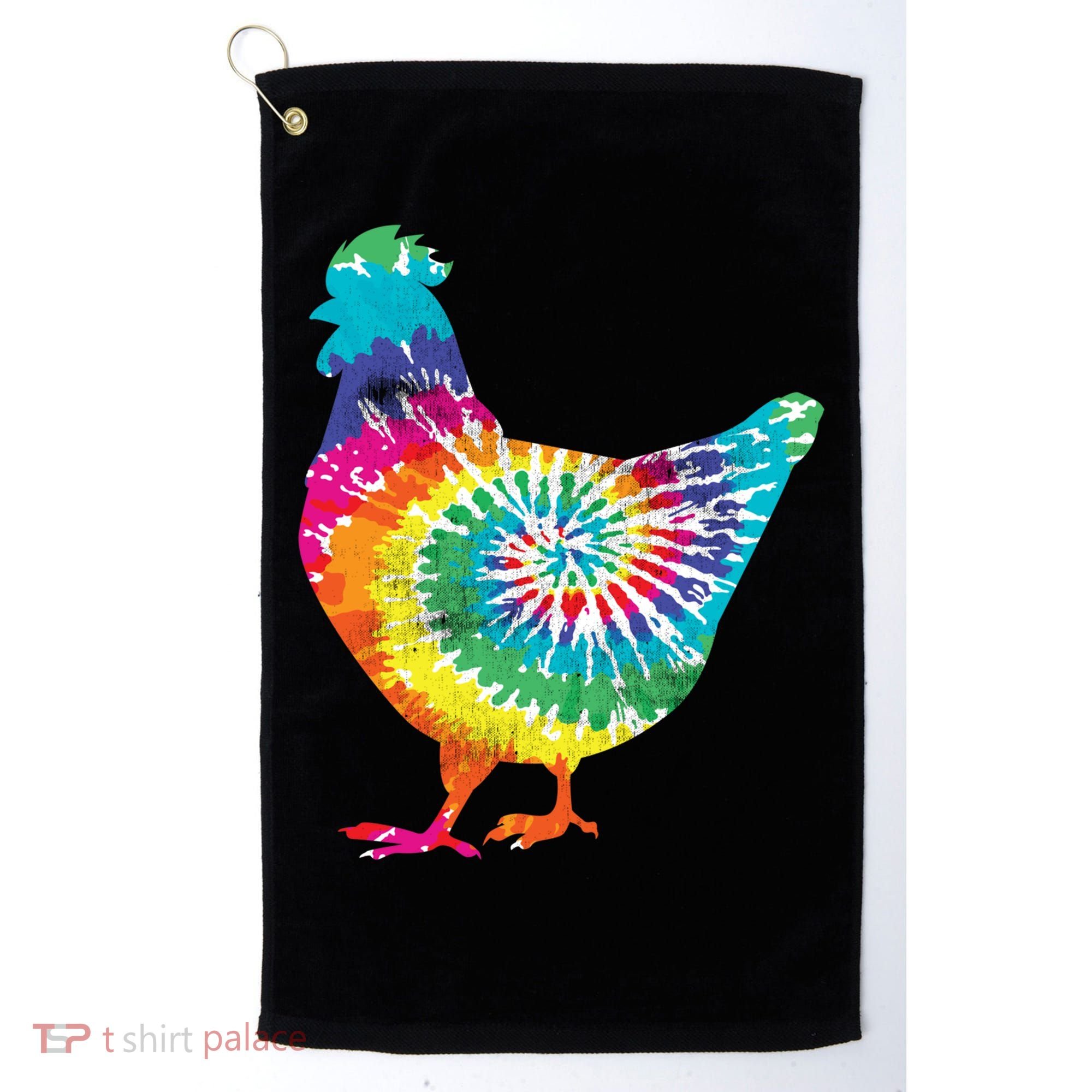 Tie Dye Chicken For Hippy Farmer Hobby Farm Gift Golf Towel