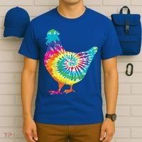 Tie Dye Chicken For Hippy Farmer Hobby Farm Gift T-Shirt thumb 6