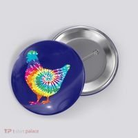 Tie Dye Chicken For Hippy Farmer Hobby Farm Gift Button thumb 0