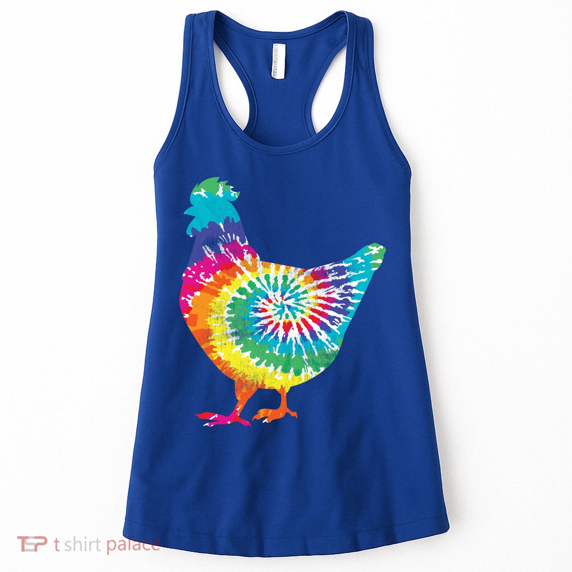 Tie Dye Chicken For Hippy Farmer Hobby Farm Gift Women's Tank Top