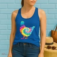 Tie Dye Chicken For Hippy Farmer Hobby Farm Gift Women's Tank Top thumb 2