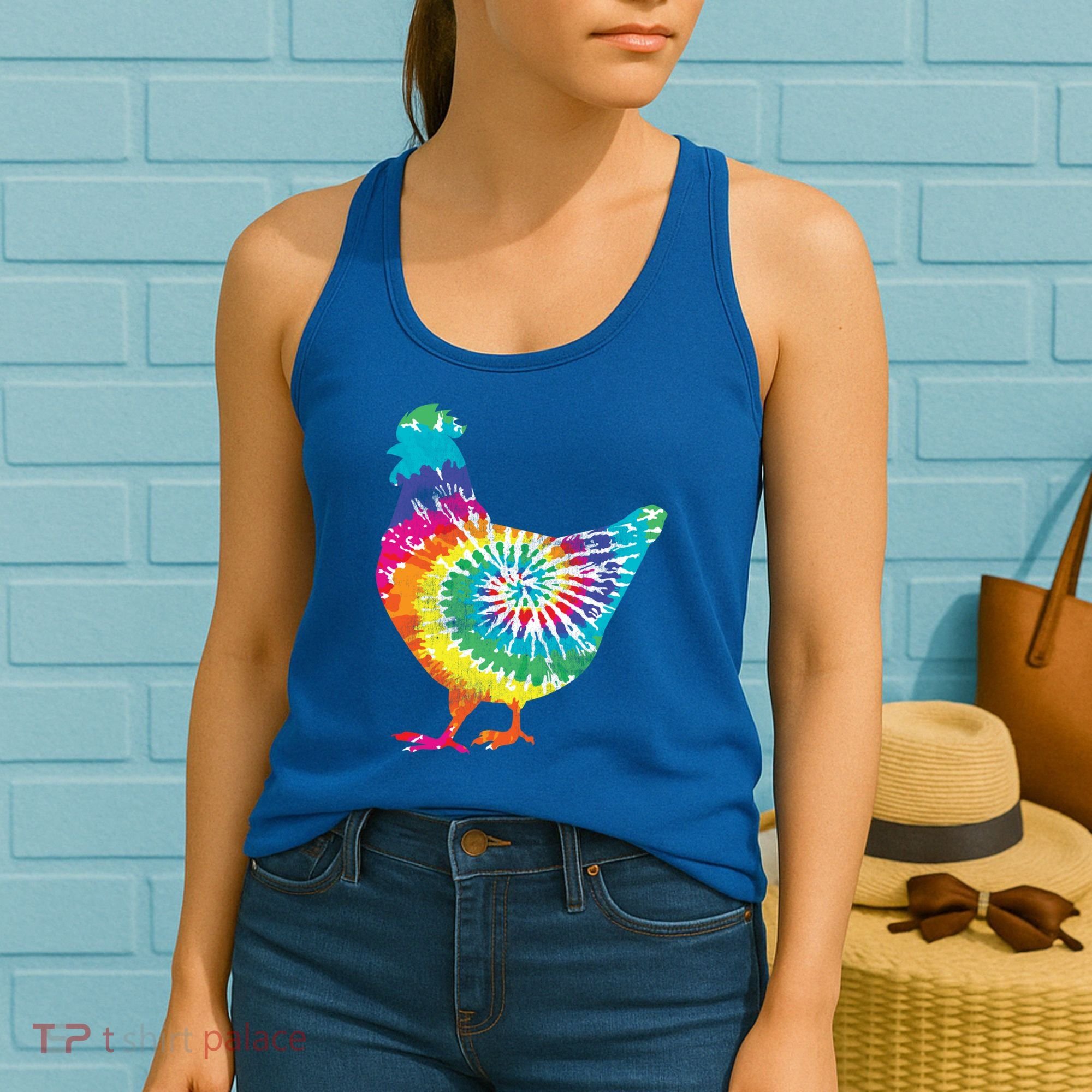 Tie Dye Chicken For Hippy Farmer Hobby Farm Gift Women's Tank Top