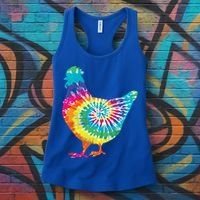 Tie Dye Chicken For Hippy Farmer Hobby Farm Gift Women's Tank Top thumb 3