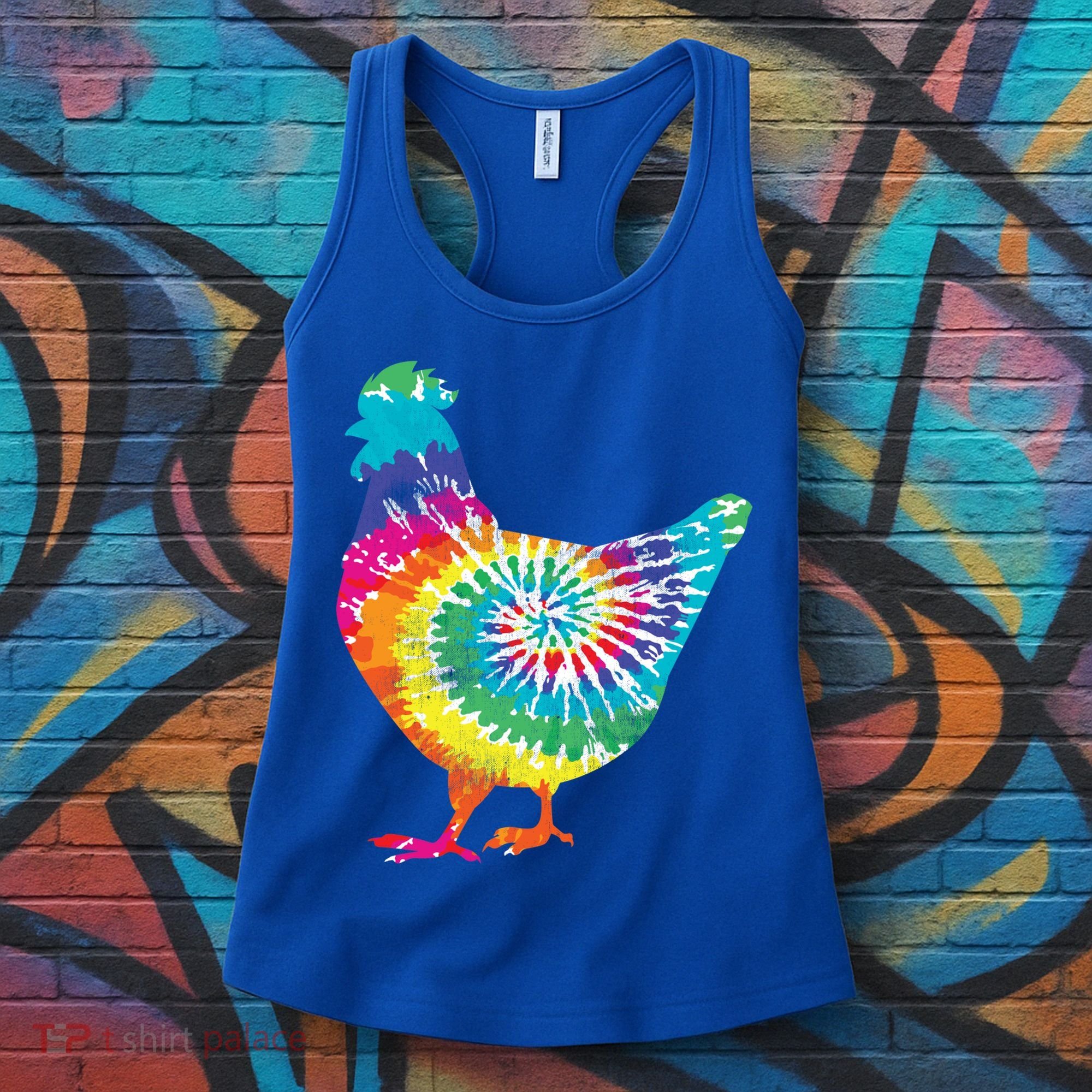 Tie Dye Chicken For Hippy Farmer Hobby Farm Gift Women's Tank Top