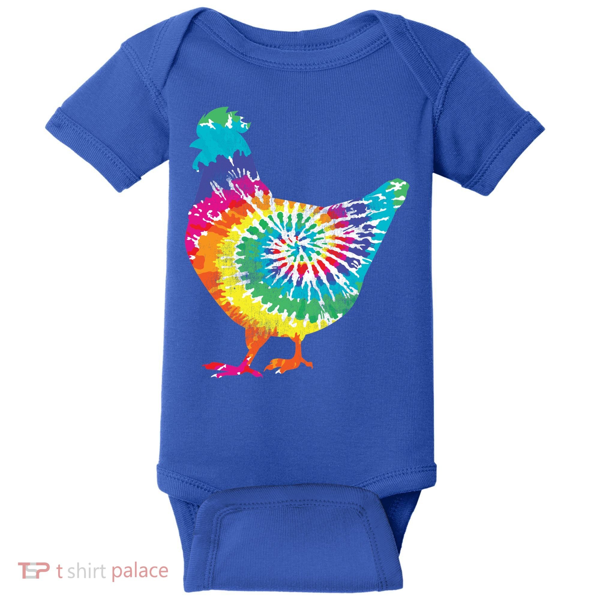 Tie Dye Chicken For Hippy Farmer Hobby Farm Gift Baby Bodysuit