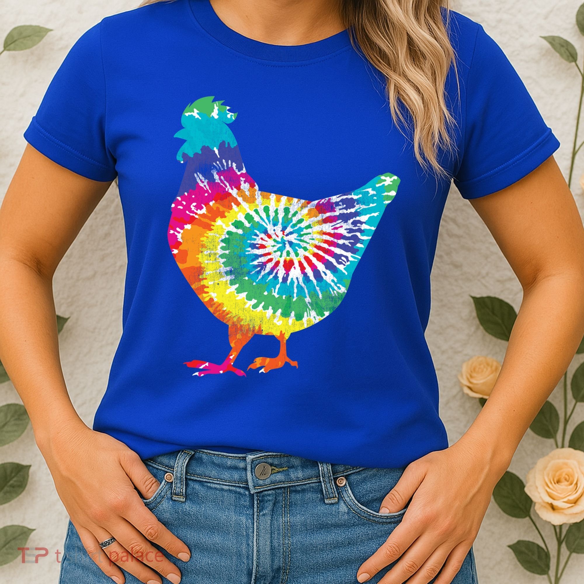 Tie Dye Chicken For Hippy Farmer Hobby Farm Gift Women's T-Shirt