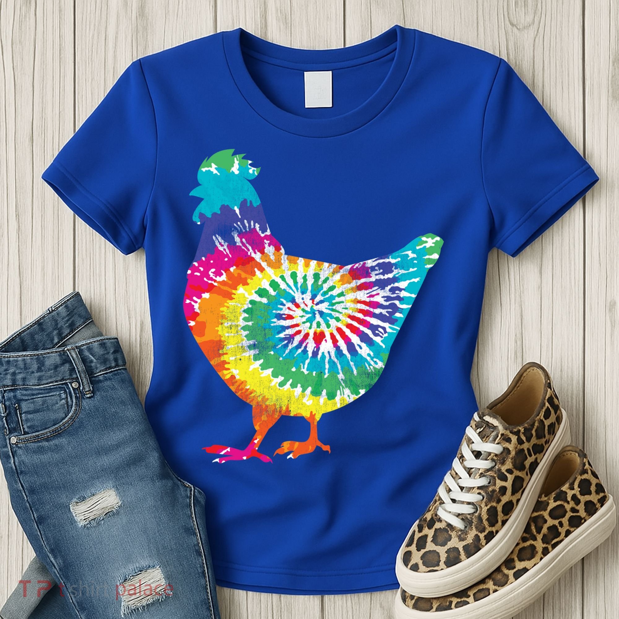 Tie Dye Chicken For Hippy Farmer Hobby Farm Gift Women's T-Shirt
