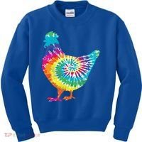 Tie Dye Chicken For Hippy Farmer Hobby Farm Gift Kids Sweatshirt thumb 0