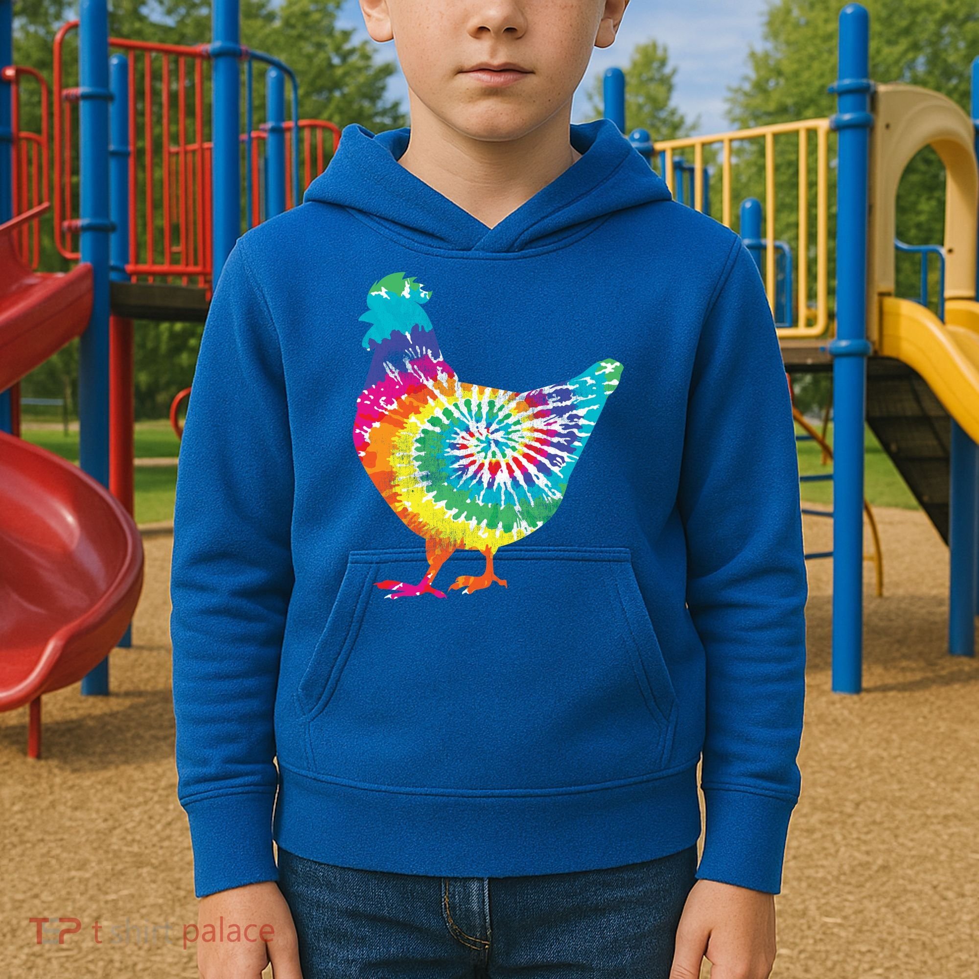 Tie Dye Chicken For Hippy Farmer Hobby Farm Gift Kids Hoodie
