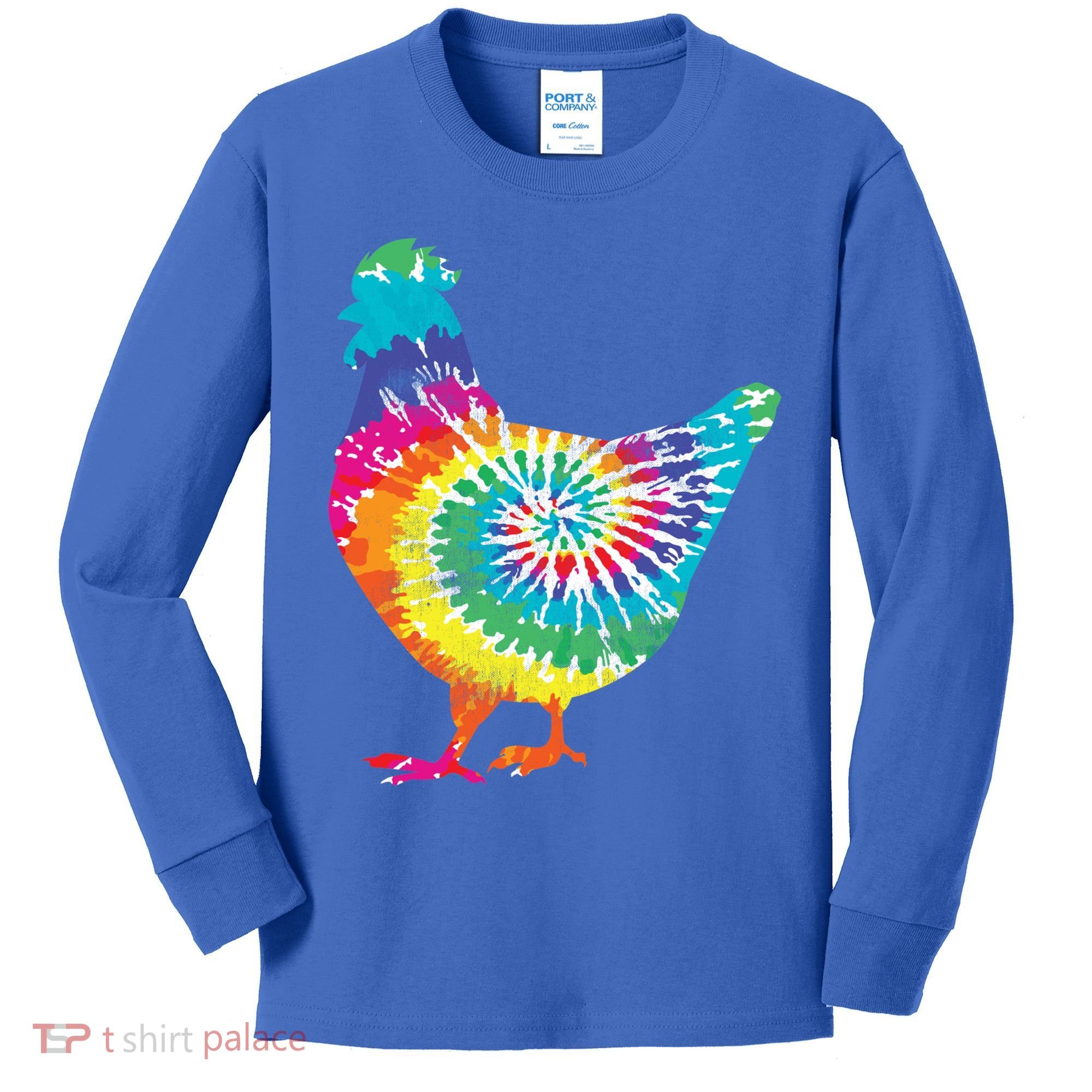 Tie Dye Chicken For Hippy Farmer Hobby Farm Gift Kids Long Sleeve Shirt