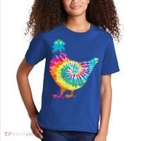 Tie Dye Chicken For Hippy Farmer Hobby Farm Gift Kids T-Shirt thumb 2