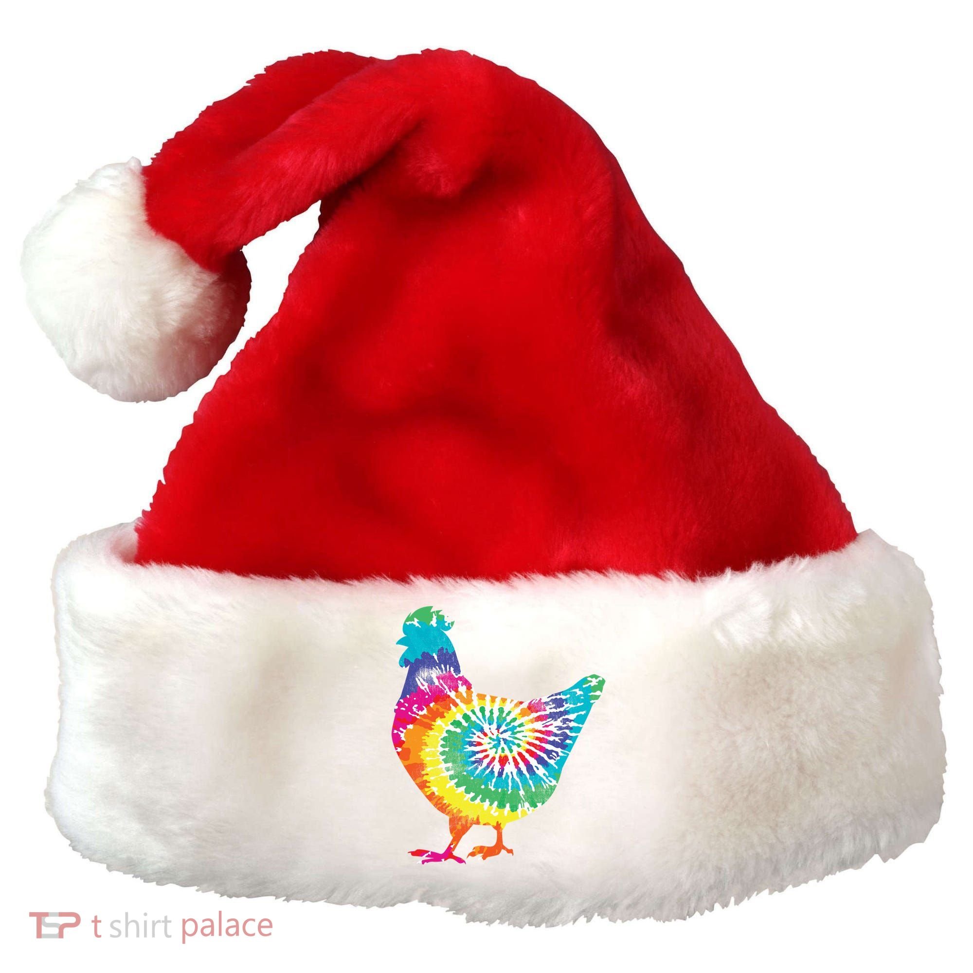 Tie Dye Chicken For Hippy Farmer Hobby Farm Gift Santa Hat