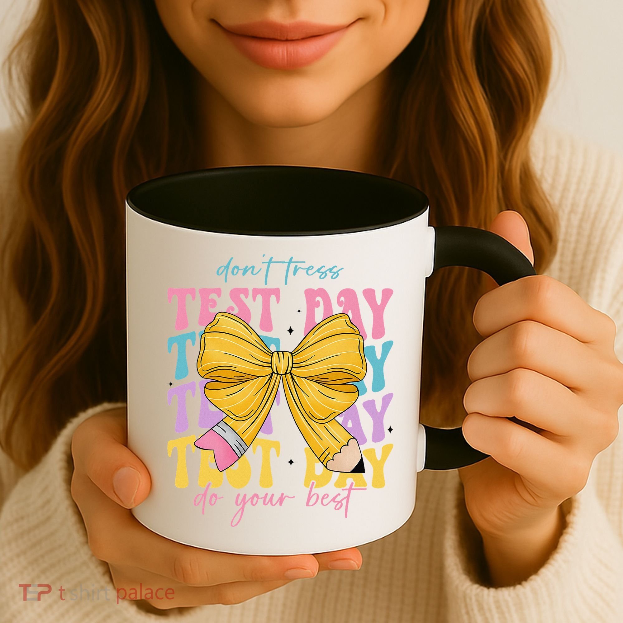 Test Day Couqette Bow Pencil Dont Stress Do Your Best Coffee Mug