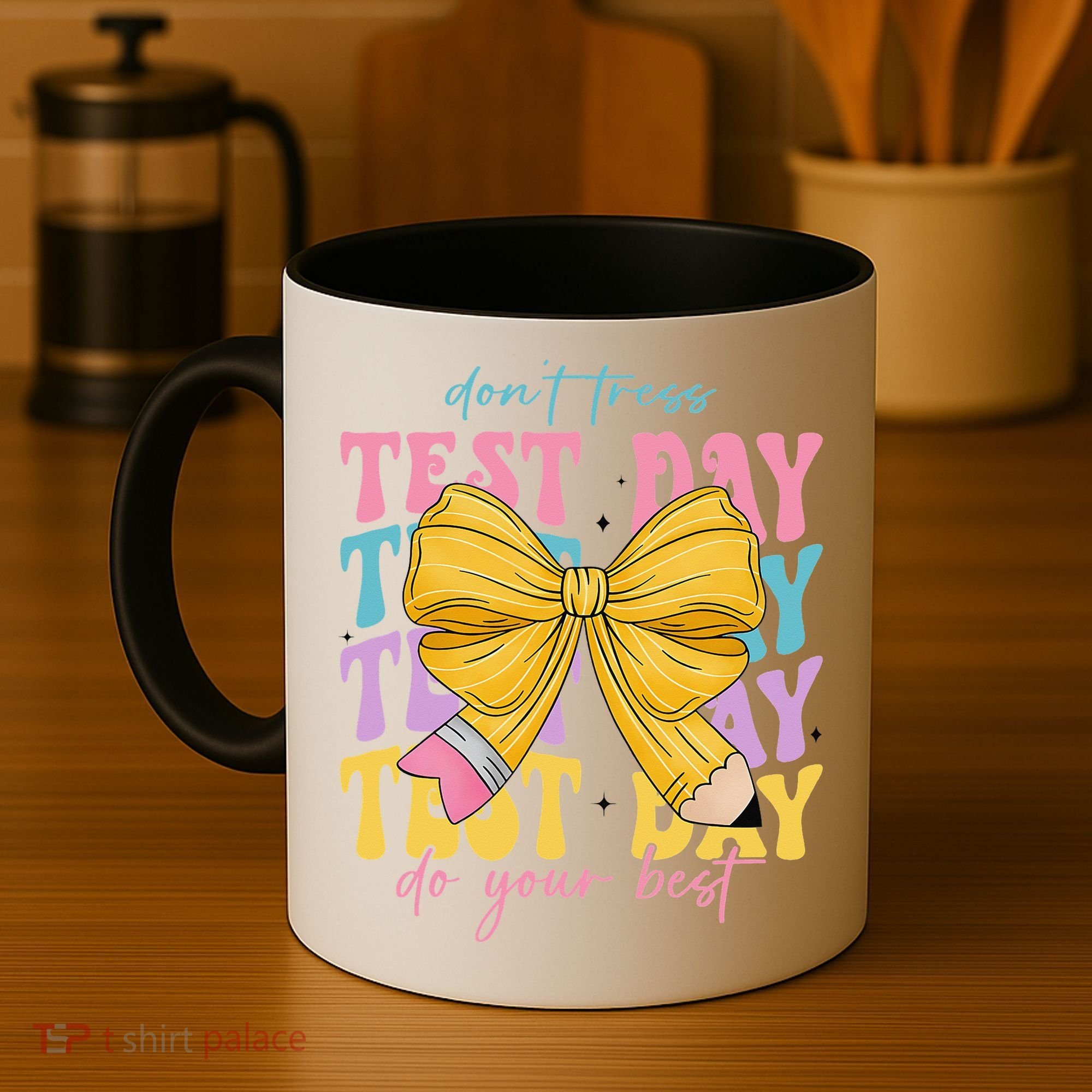 Test Day Couqette Bow Pencil Dont Stress Do Your Best Coffee Mug