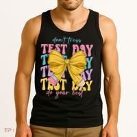Test Day Couqette Bow Pencil Dont Stress Do Your Best Tank Top thumb 3
