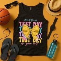 Test Day Couqette Bow Pencil Dont Stress Do Your Best Tank Top thumb 4