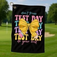Test Day Couqette Bow Pencil Dont Stress Do Your Best Golf Towel thumb 1