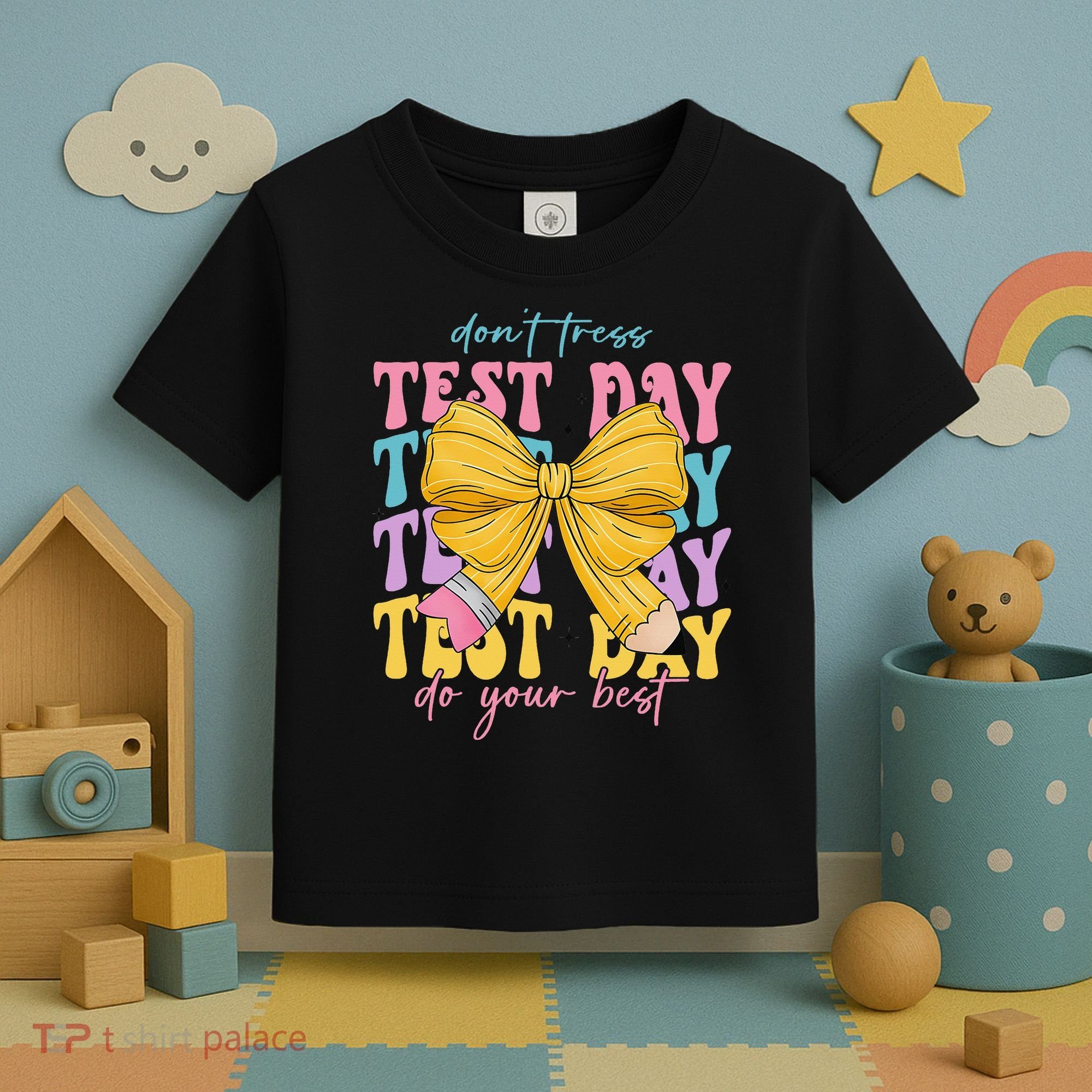 Test Day Couqette Bow Pencil Dont Stress Do Your Best Toddler T-Shirt