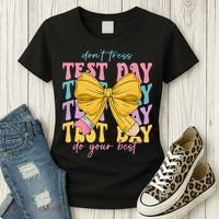 Test Day Couqette Bow Pencil Dont Stress Do Your Best Women's T-Shirt thumb 3