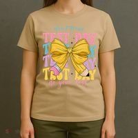 Test Day Couqette Bow Pencil Dont Stress Do Your Best T-Shirt thumb 4