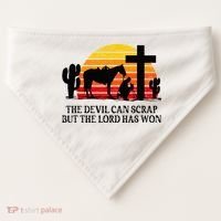The Devil Can Scrap But The Lord Has Won USA-Made Doggie Bandana thumb 0